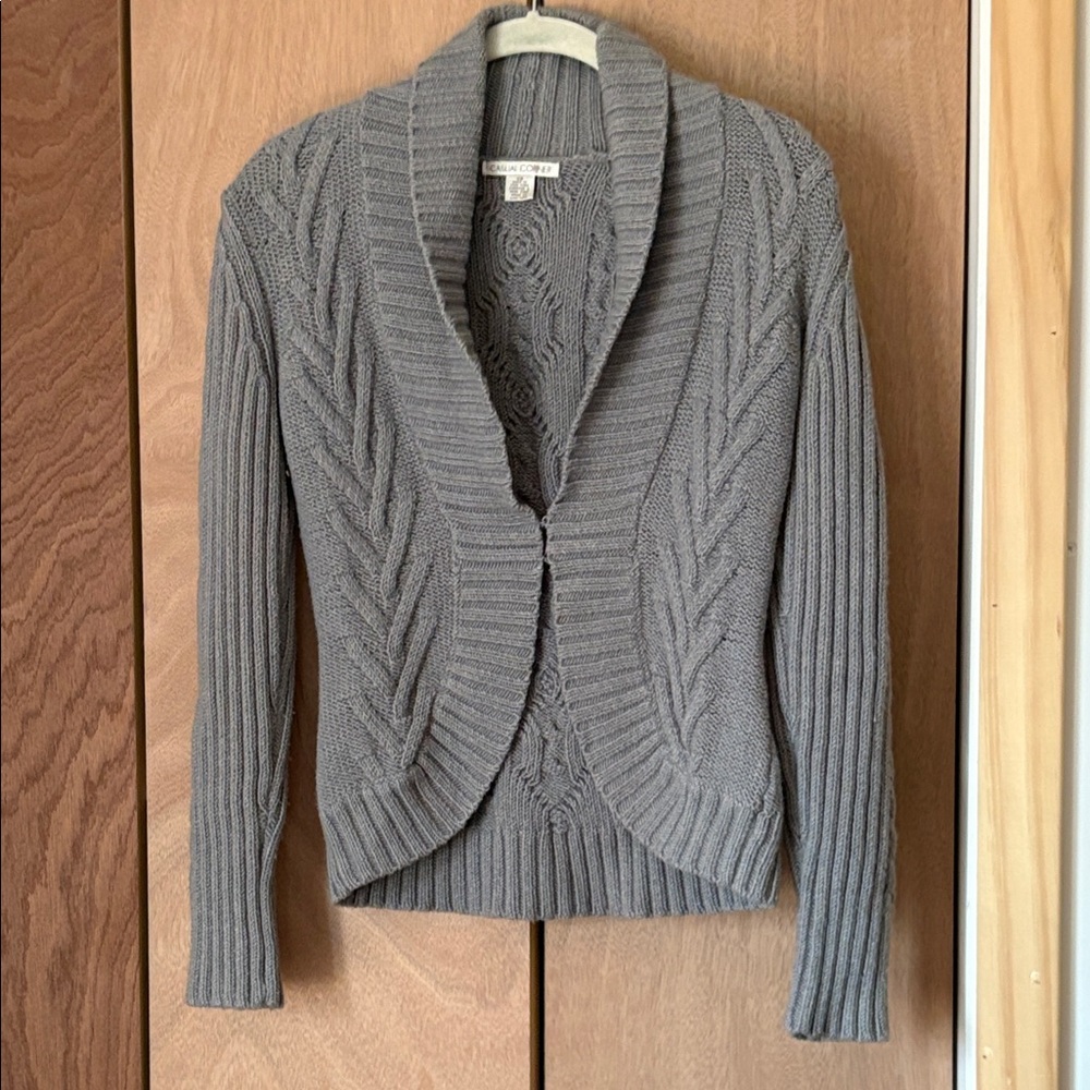 Vintage Casual Corner Gray Textured Knit Cardigan Size XS